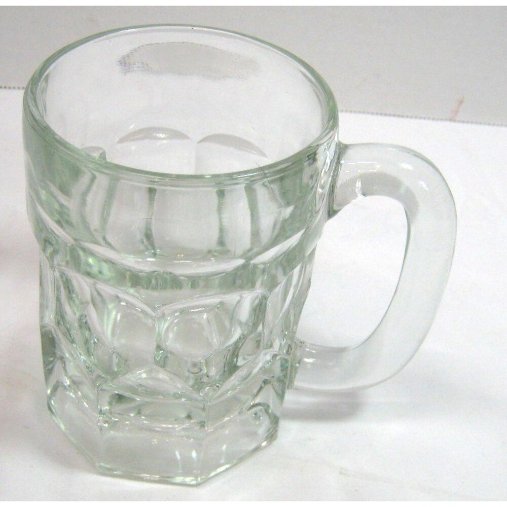 Vintage Vintage Thumbprint Clear Glass Beer Mugs 4 3/4” Tx 3 1/4” W